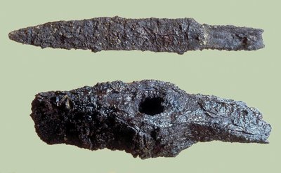 Axe and knife, found in the excavations of the City of David by Iron Age